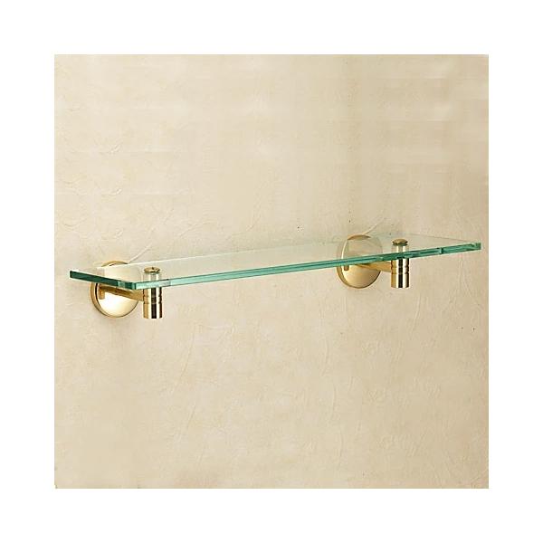 ガラスシェルフ ウォールシェルフ 金色 ゴールド 収納棚 ラック