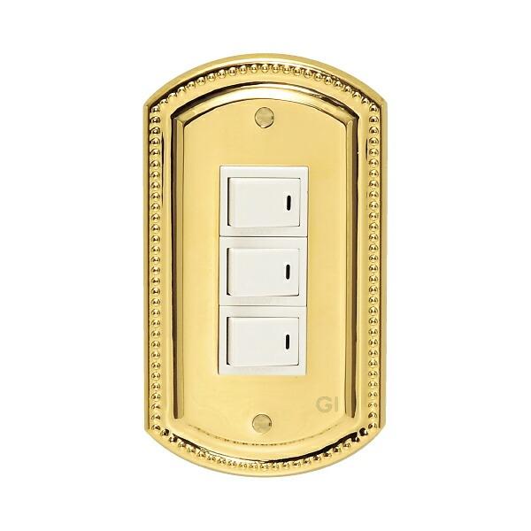 アンティーク金彩プレート 3枚セット スイッチプレート 金色 ゴールド 3口 フルカラーシリーズ