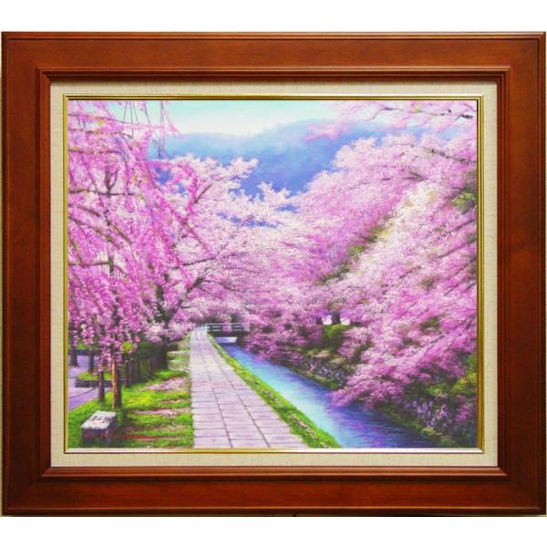 絵画、油絵、桜、桜の絵 、京都 哲学の道、 Ｆ20 606ｘ727ｍｍ 木村 由紀夫 /【Buyee】 