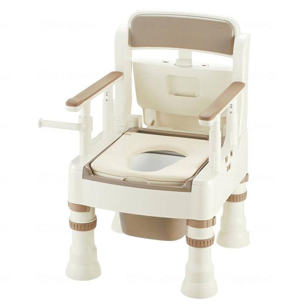 美品　リッチェル 木製らくらく片付け簡単トイレ 暖房付　ポータブルトイレ 介護用 リッチェル（Richell） 木製トイレきらく 片付け簡単トイレ 肘掛跳上N