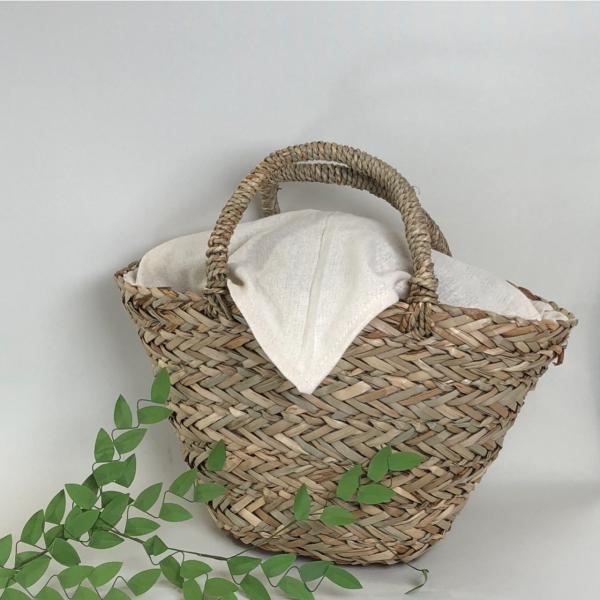 水草かごバッグsサイズシンプル 内布付 アレンジバッグ デコレーション用 かごバッグ カゴバッグ ナチュラル Lリボンデコ ｄ47 D 47 アタバッグのkagocierge 通販 Yahoo ショッピング