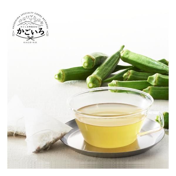 生産量日本一の鹿児島県指宿産オクラ１００％使用。粗粉砕したオクラをティーバッグに入れており、カップにティーバッグを入れ、熱湯を注ぐだけで、食物繊維たっぷりのおくら茶ができます。お湯を注ぐとオクラの特徴のとろみも出ます。後味スッキリでノンカフ...