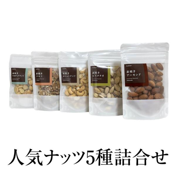ナッツ ナッツ5種セット（5袋） アーモンド カシューナッツ ピスタチオ くるみ マカダミアナッツ 送料無料 アンダンテ タビグルメ