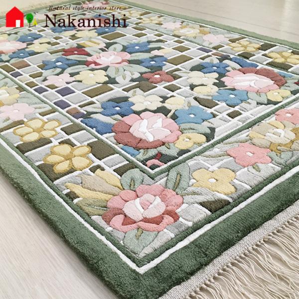 玄関マット シルク 中国段通 約61×97.5cm 120段 カラフル dt-a346 : dt 