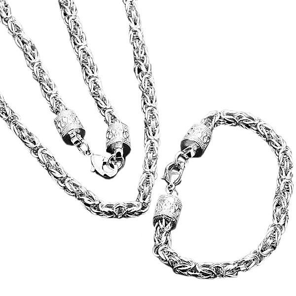 ネックレスブレスレットセット チェーン 彫刻 合金製 シルバー925  