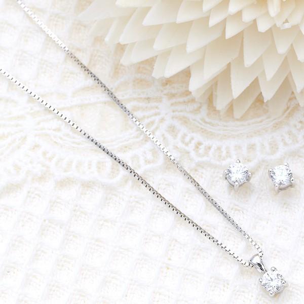 ネックレス ピアス セット スーパーキュービックジルコニア シルバー