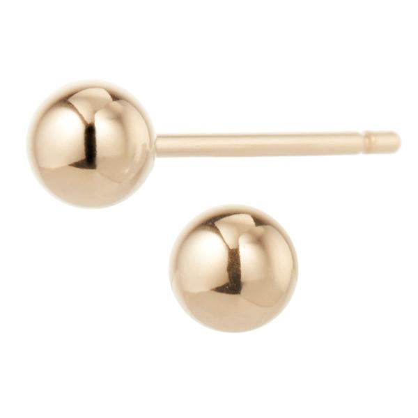 ピアス K18 ロングポスト 4mm玉 ボールピアス タブルロックキャッチ 軸