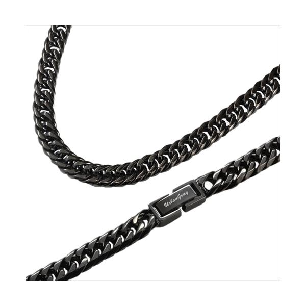 CrazyAngel 喜平ネックレス チェーン 6面ダブル 60cm ステンレス メンズ 黒 クレイジーエンジェル 0019ca-976