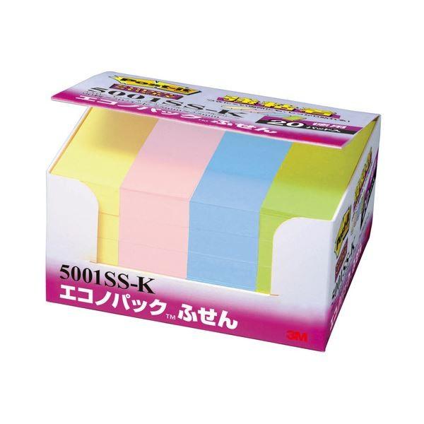 �i�܂Ƃ߁j 3M �|�X�g�C�b�g �G�R�m�p�b�N ���S���ӂ��� 75×25mm �p�X�e���J���[4�F 5001SS-K 1�p�b�N�i20���j �k×2�Z�b�g�l