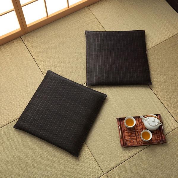 い草 座布団 クッション 約55×55cm 無地 ブラック 2枚組 日本製 抗菌 防臭 消臭 湿度調整 蒸れにくい インテリア雑貨 生活雑貨