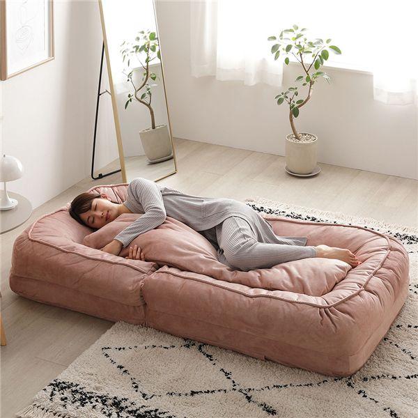 3WAY ソファ ベッド 約幅85×奥行105-165×高さ27-77cm ダスティピンク