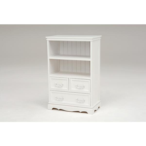 キャビネットチェスト シェルフ 本棚 オープンラック アンティーク調 本物 フレンチ かわいい ホワイト 白 引出 収納 木製 Mcc 6599wh