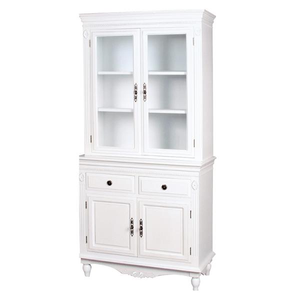 キャビネット 単品 カップボード 食器棚 白 おしゃれ かわいい キャビネット単品 シャビー ホワイト アンティーク調 誕生日 お祝い c 7568