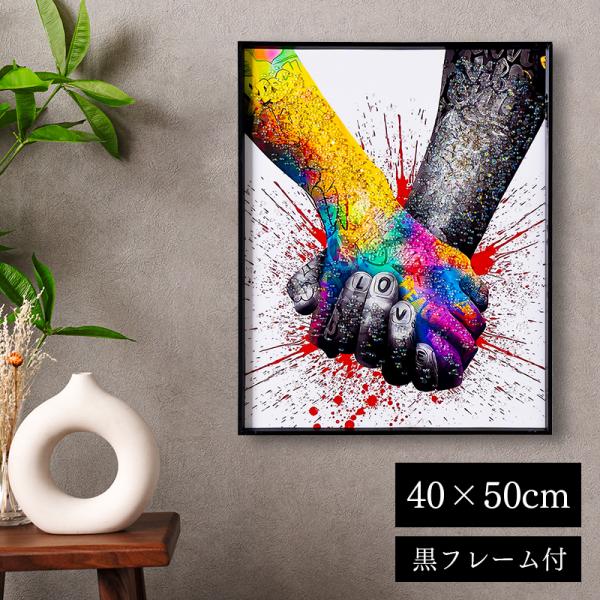 ハンドペイント　新品未使用　黒　風景画　モダンアート　漆塗り　飾り　額縁 水晶パネル アートパネル 40×50cm 50×40cm ポップアート 黒フレーム