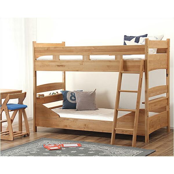 [国産]温かみのあるアルダー材を使用した、優しい雰囲気のシンプルなデザインの二段ベッドです。小さいときは2段ベッドとして、成長に合わせて2台のシングルベッドとして使えます。ナチュラルで柔らかな風合いがお子さまのお部屋にもピッタリです。【ki...