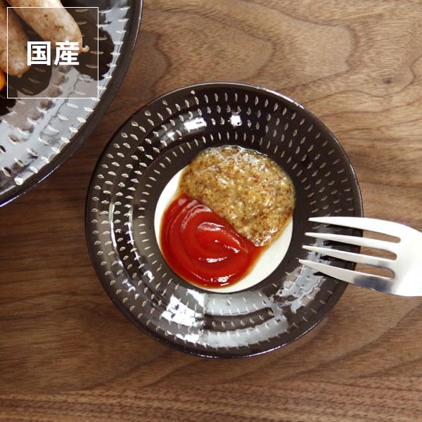 鶴見窯（つるみがま） 小石原焼 小皿 白×黒ふち（直径12cm）（1枚