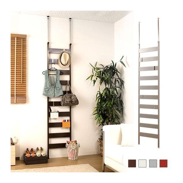 つっぱりラダーラック 幅85ｃｍ（棚4段・フック8ヶ付）国産 つっぱりラダーラック 幅85cm（棚4段・フック8ヶ付）国産 楽天市場