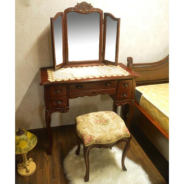 三面鏡セット ドレッサー セット 横幅90cm マホガニー 無垢材 三面鏡セット ドレッサー セット 横幅90cm マホガニー 無垢材