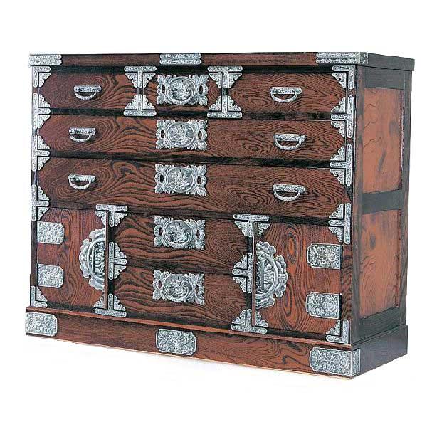 受注生産 民芸家具 民芸箪笥 120cm幅 筑後民芸 T-10 開梱設置 : 家具