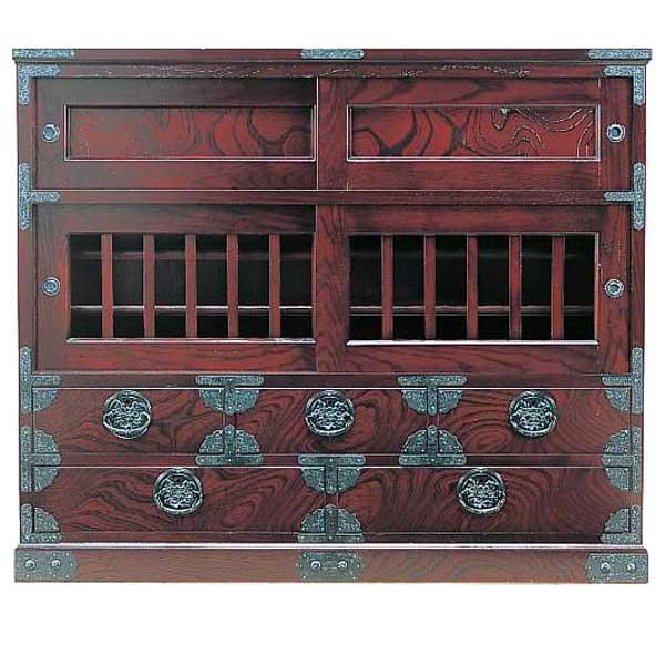 受注生産 民芸家具 和 茶箪笥 115cm幅 筑後民芸 112茶箪笥-2型 開梱