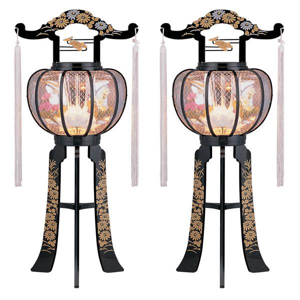 盆提灯　霊前灯　新品同様 盆提灯 ちょうちん バブル灯 霊前灯 松風灯水泡 黒足柄入 1対入り 電気