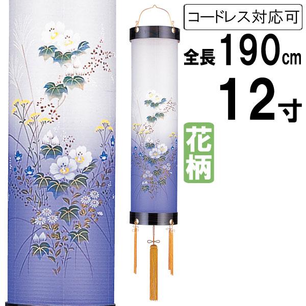 住吉 盆提灯 ちょうちん ビニロン張り 初盆 お盆 新盆  コードレス 電池式 電気コード式 住吉 家紋入れ対応可能 黒檀調 12寸 絵入 58 単品