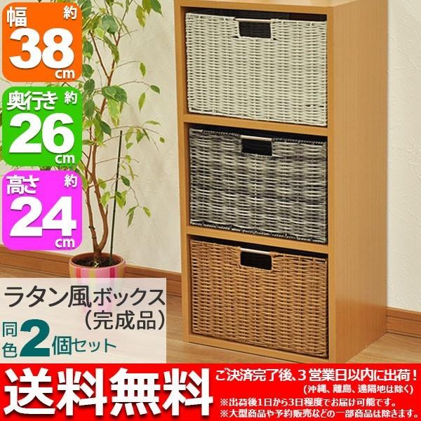 カラーボックス インナーボックス 2個セット 収納ボックス ラタン風 幅