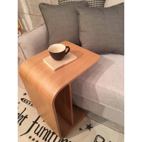 北欧系デザイン： 曲げ木サイドテーブル（オークナチュラル）タテにも