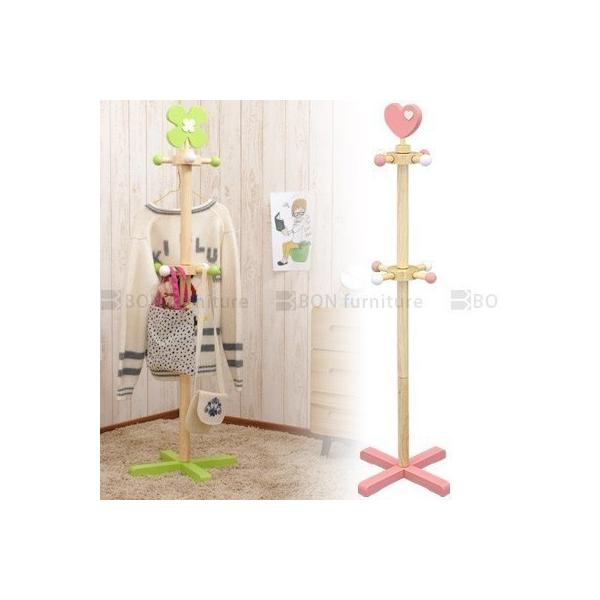 商品番号：LRA001123ハートとクローバーのモチーフがとってもかわいいポールハンガー。服もカバンも帽子もただ引っ掛けるだけですっきり収納。お子様が使いやすいよう背も少し低めに作っています。天然木でしか味わえない、優しい手触りがポイントで...