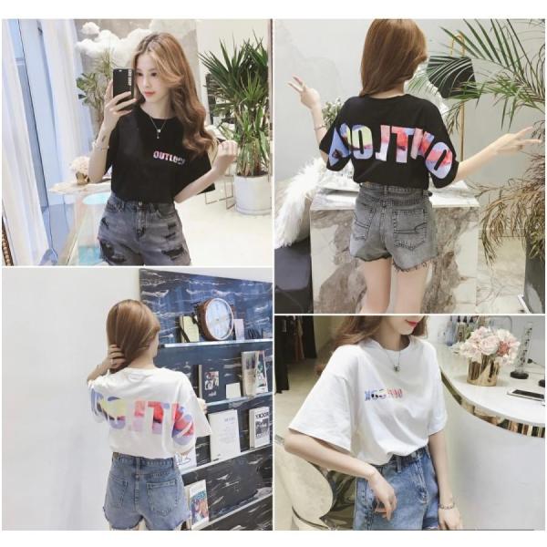 Tシャツ レディース 半袖 カットソー 春 夏 カジュアル ロゴ ゆったり おしゃれ 可愛い シンプル クルーネック