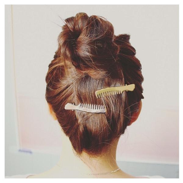 ヘアクリップ ヘアピン クリップ ピン レディース  櫛モチーフ 髪留め ユニーク