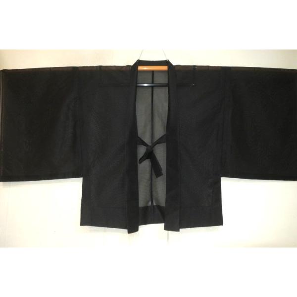 新品未使用 黒羽織 正絹 高級 男性用 能舞楽柄 仕立て糸付き 茶道 観劇 和装 kaichu-shop_10400