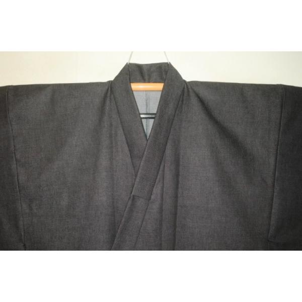 【選べる3サイズ】綿帆布 男着物 M〜LLサイズ Кチャコールグレーのバイヤス織 新品 帆布の生地を使った別注品の厚地仕立て