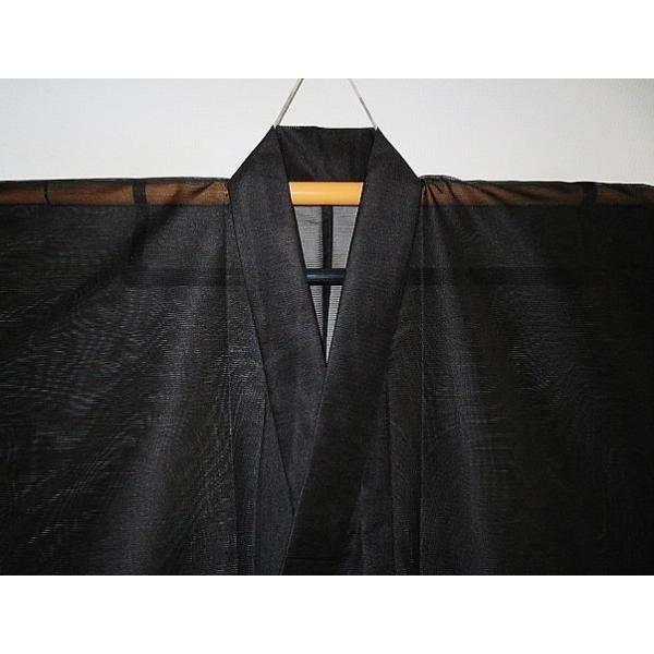 【平絽の着物３サイズ】夏の男性用洗える黒無地着物単衣 平絽/弓道・能楽・居合・礼装向き 拾