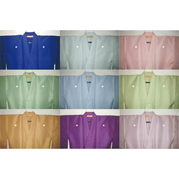 【全9色 弓道女性・袴用色紋付き着物】洗える縮緬 色紋付き女性着物 化繊100% M・Lサイズ 五つ紋入れ К拾