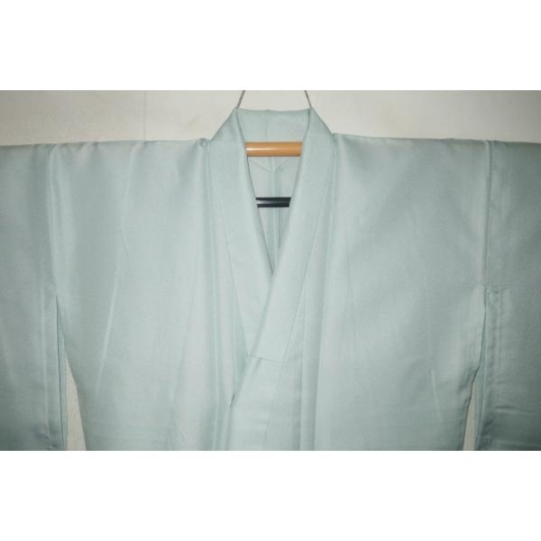 【弓道女性・袴用着物】洗える縮緬色無地 化繊100% M・LサイズК2.青磁色 新品  拾