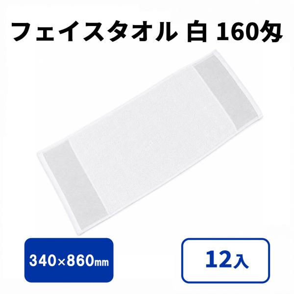 フェイスタオル 白 160匁 12入