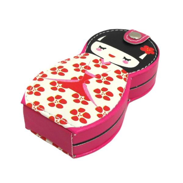 お土産 外国人 喜ぶ 日本 和風 グルーミングセット 着物こけし 白 爪切り ネイルケア 専用ケース 耳かき 毛抜き ニキビ 甘皮処理 手足ケア D003-WH 爆買