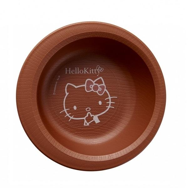 木目すくいやすいボウル ハローキティ　茶　ウェルファン　介護用品 食器 食事　(法人様送り専門店)