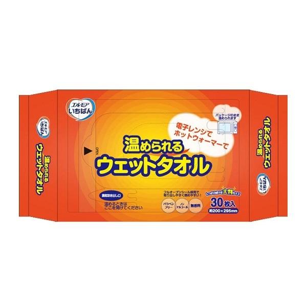 エルモア　いちばん　温められるウェットタオル　480211　30枚入　カミ商事　介護 介助 清拭　(法人様送り専門店)