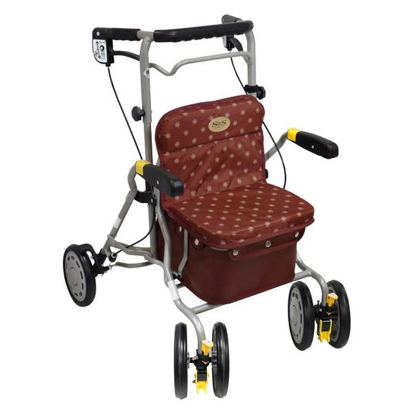 シルバーカー (歩行器)★シンフォニーラクーン★島製作所 島製作所 歩行車 シンフォニーラクーン 色：花柄ドットエンジ シルバー