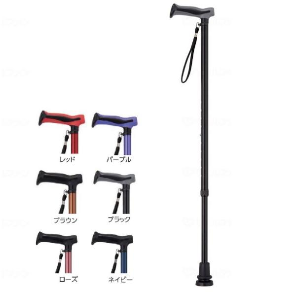 【送料無料(沖縄・離島等、一部地域除く)】●長さ：74〜96.5cm（約2.5cmピッチ）●パイプ径：手元22mm／杖先19mm●先ゴム底直径：5.3cm●材質：握り：ABS、TPR　支柱：アルミ●重量：420gメーカー：ウェルファン※リニ...