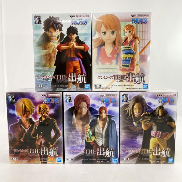 《未開封》バンプレスト/BANPRESTO ワンピース THE出航 ルフィ サンジ ナミ ヤソップ シャンクス 5点セット《フィギュア・山城店》◆O5025