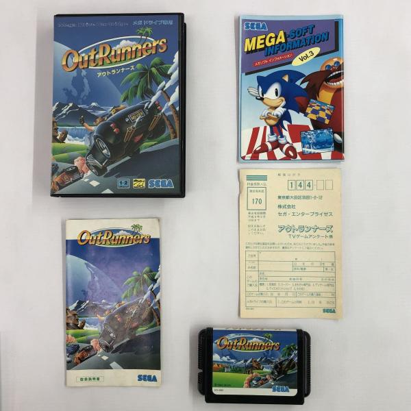 《ジャンク扱い》《レトロ》アウトランナーズ ハガキ・チラシ付 動作確認済み/Out Runners/メガドライブ/併売《ゲーム・山城店》A3485