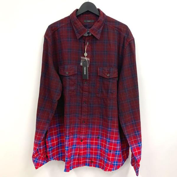 DIESEL ディーゼル S-MILLER チェックグラデーション 長袖シャツ サイズ : XXL/インポート 併売《メンズ古着・山城店》U319