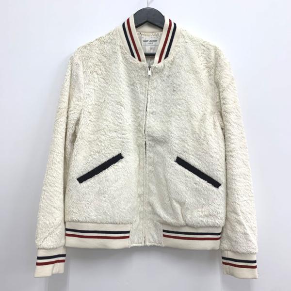 SAINTLAURENT PARIS トリコロールライン入りボアジャケット/店頭/他モール併売《メンズ古着・山城店》Y358