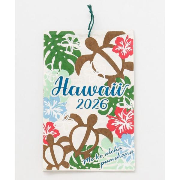 2026年版 ハワイアン 手漉き紙カレンダー【HAWAII】ヤシの木 ホヌモンステラ ハイビスカス レインボー ハワイ ハワイアン雑貨 予定 カレンダー