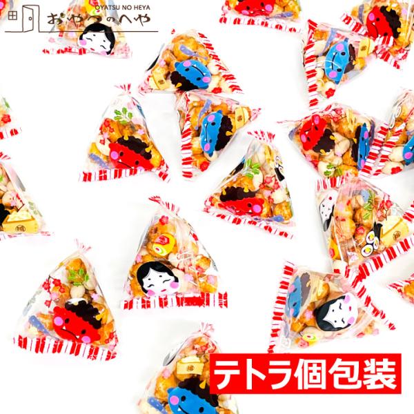 ※窒息・誤嚥(ごえん)(食べ物又は異物が気管に入ること)防止のため、5歳以下のお子様には食べさせないでください。福豆と醤油味のあられをテトラ個包装に詰めました。 ◆テトラ個包装約30個分です。◆個包装のまま豆まきができます。部屋を汚すことな...