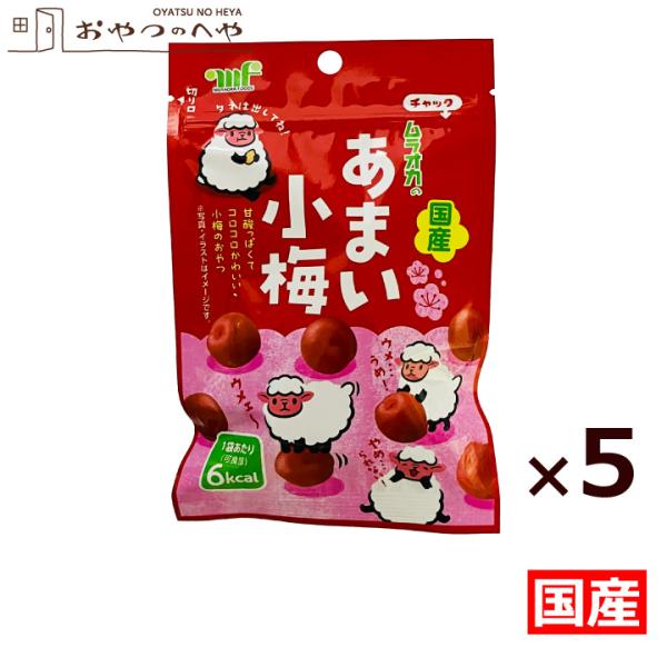 村岡食品工業 国産 あまい小梅 カリカリ梅 38g×5個 チャック付き袋 ムラオカ 熱中症対策 塩分補給 メール便（代引き不可）