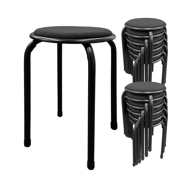 ラウンドチェア スタッキングチェア B02 布 BK ブラック パイプ椅子 丸